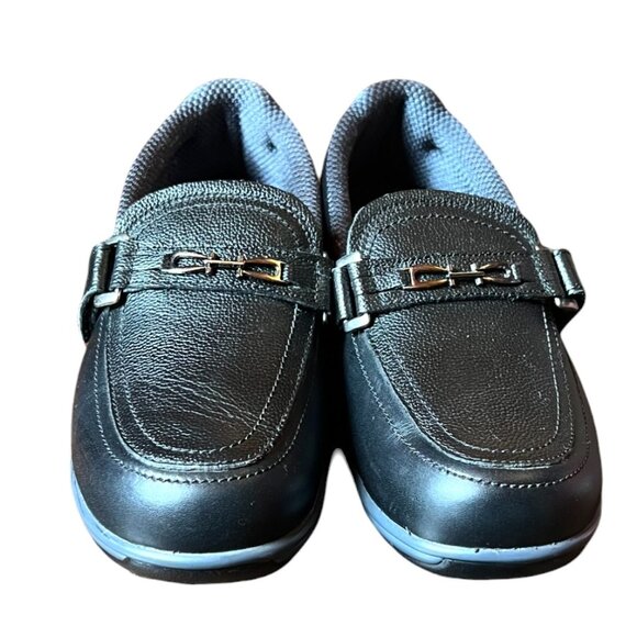 Women's Black Chelsea OrthoFeet Gel Leather Slip-On Comfort Loafer Sz 6.5 X-Wide - Picture 4 of 9